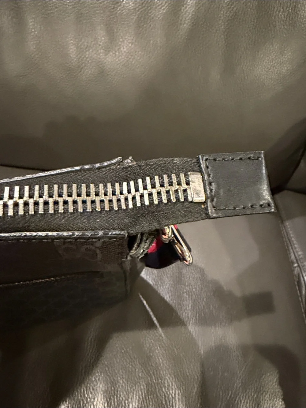 Gucci Black Messenger Bag with Red-Blue Web Strap